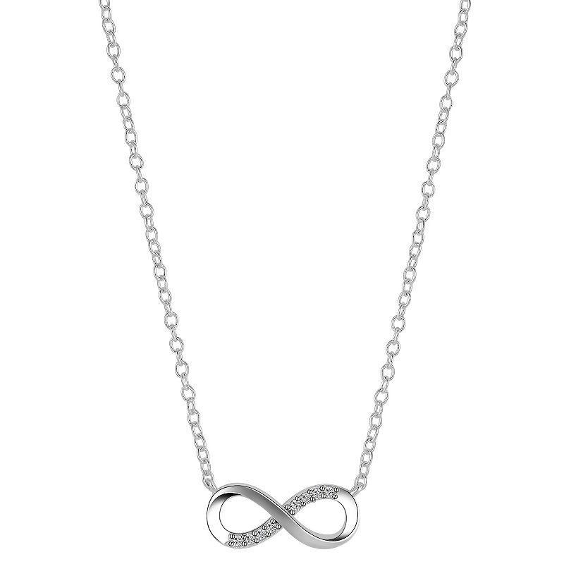 Love This Life Sterling Silver Cubic Zirconia Infinity Necklace, Womens Silver Tone Product Image