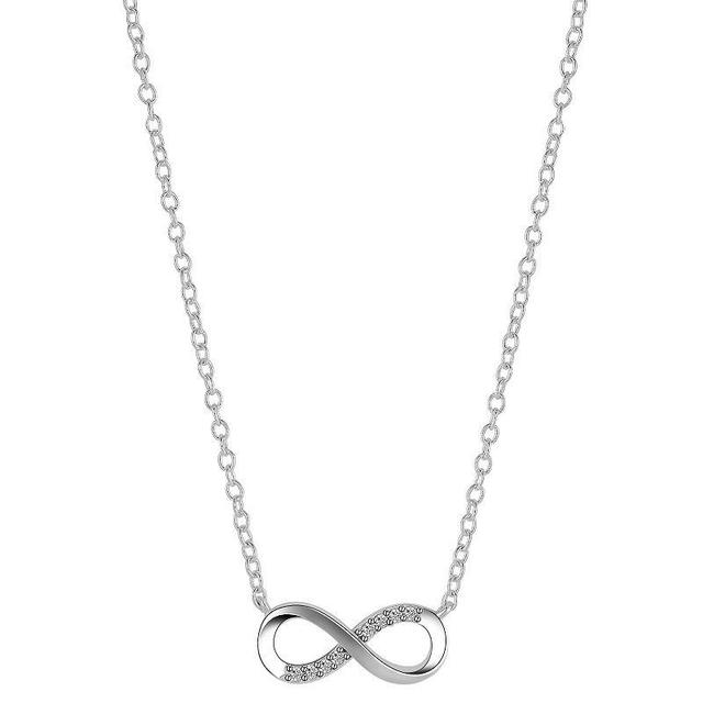 Love This Life Sterling Silver Cubic Zirconia Infinity Necklace, Womens Silver Tone Product Image