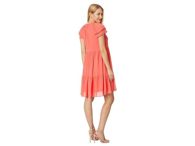 Vince Camuto Womens Jewel-Neck Pleat-Sleeve Dress Product Image