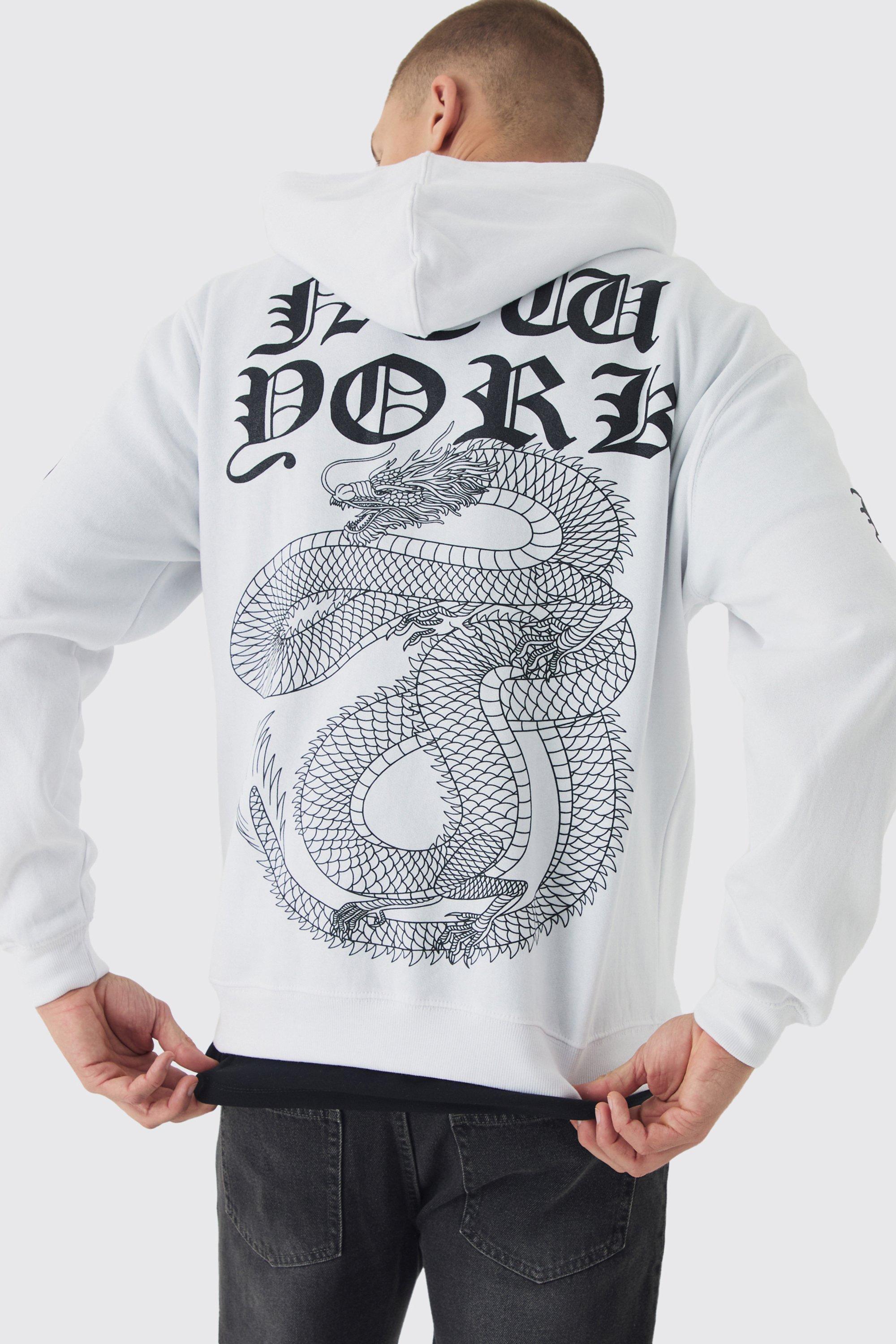 New York Print Zip Through Hoodie | boohooMAN USA Product Image