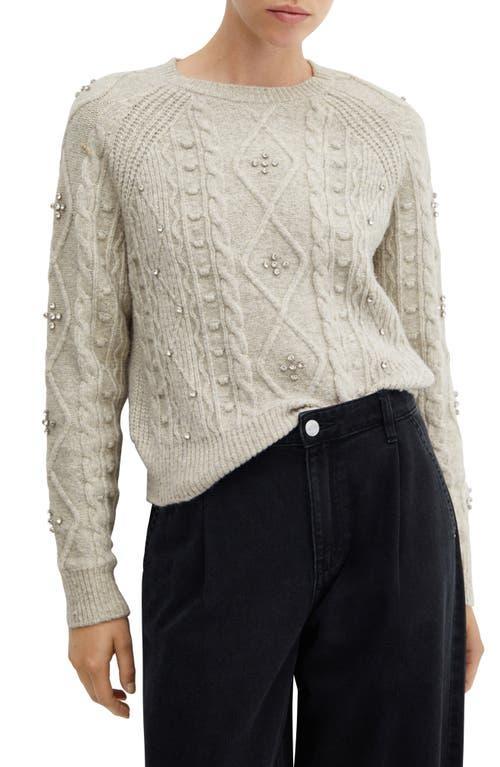 MANGO Rhinestone Cable Stitch Sweater Product Image