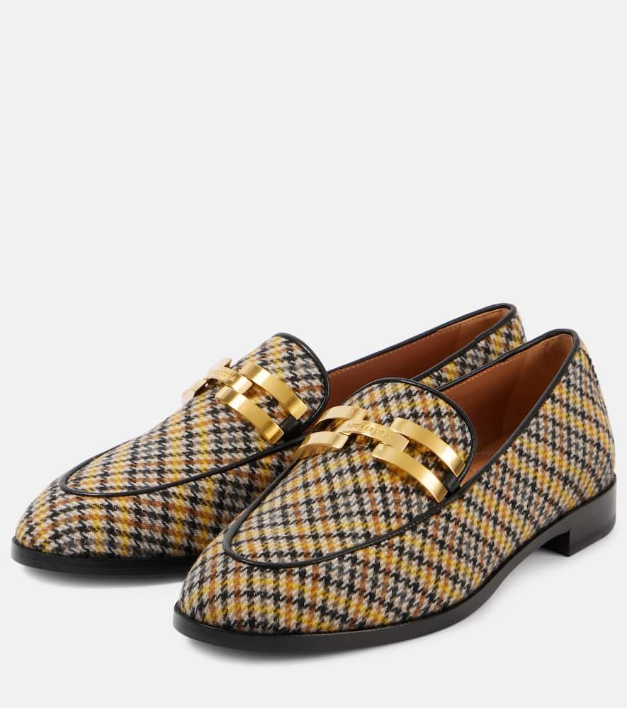 AQUAZZURA Brandi Tartan Loafers In Beige Product Image