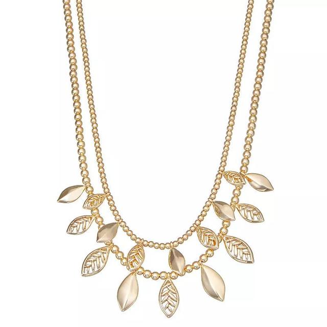 Napier Gold Tone Fall Leaves Double-Row Necklace, Womens Product Image