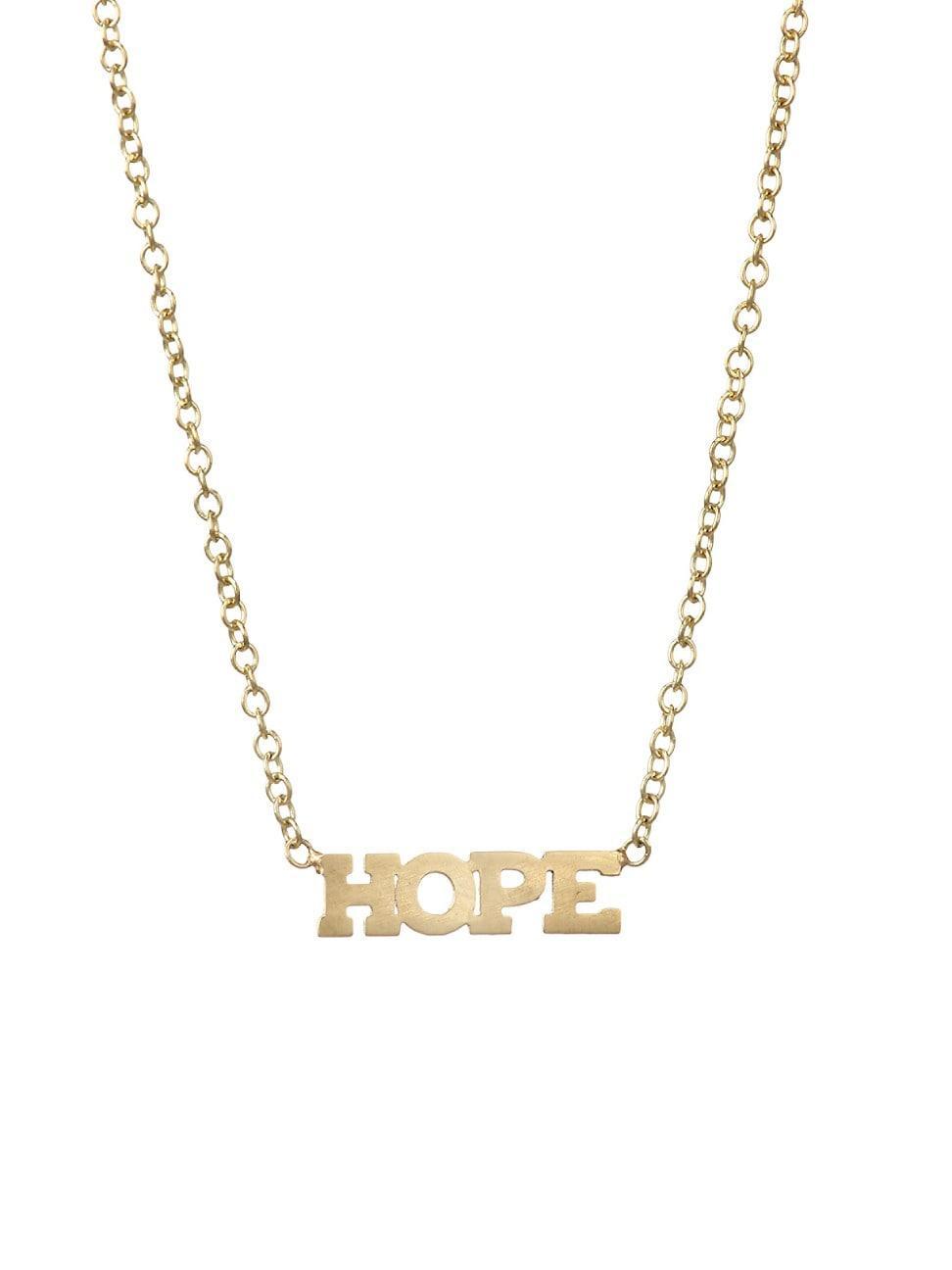 Womens Itty Bitty 14K Gold HOPE Necklace Product Image