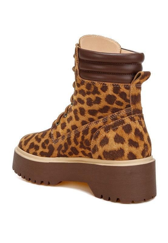 Ujola High Ankle Leopard Print Suede Boots Product Image