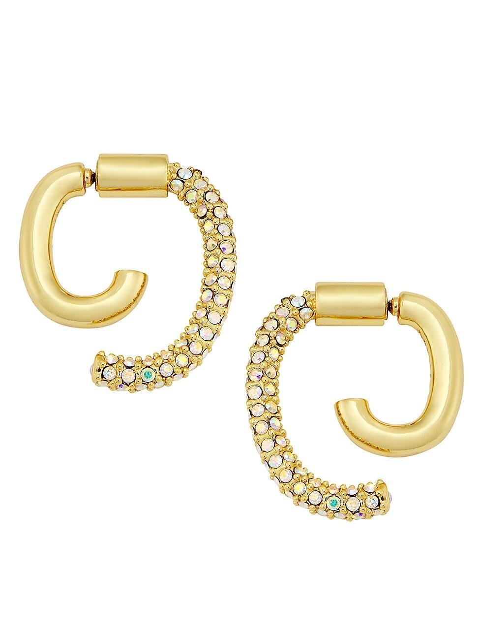 Womens Mini Luna 12K Gold-Plate & Crystal Drop Earrings Product Image