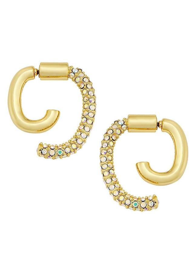 Womens Mini Luna 12K Gold-Plate & Crystal Drop Earrings Product Image