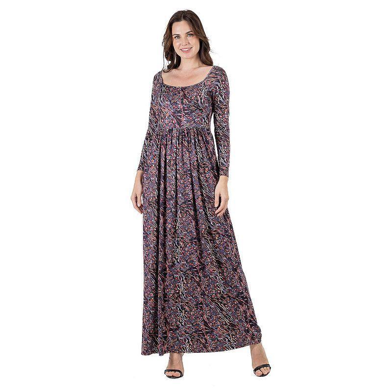 Womens 24Seven Comfort Apparel Fall Floral Pleated Maxi Dress Product Image