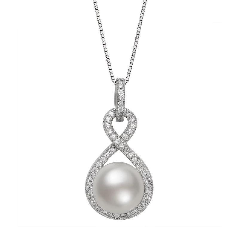 Sterling Silver Freshwater Cultured Pearl Infinity Pendant Necklace, Womens Product Image