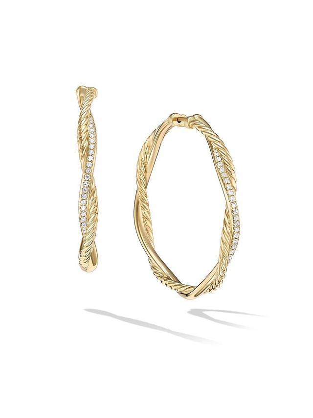 David Yurman 18K Yellow Gold Petite Infinity Hoop Earrings with Pave Diamonds Product Image