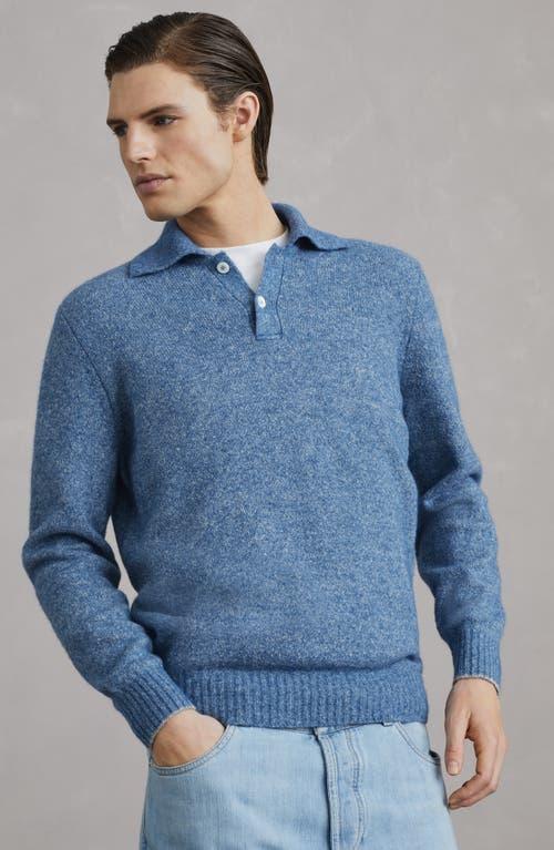 BRUNELLO CUCINELLI Alpeca-blend Flecked Polo Sweater In Azure Product Image