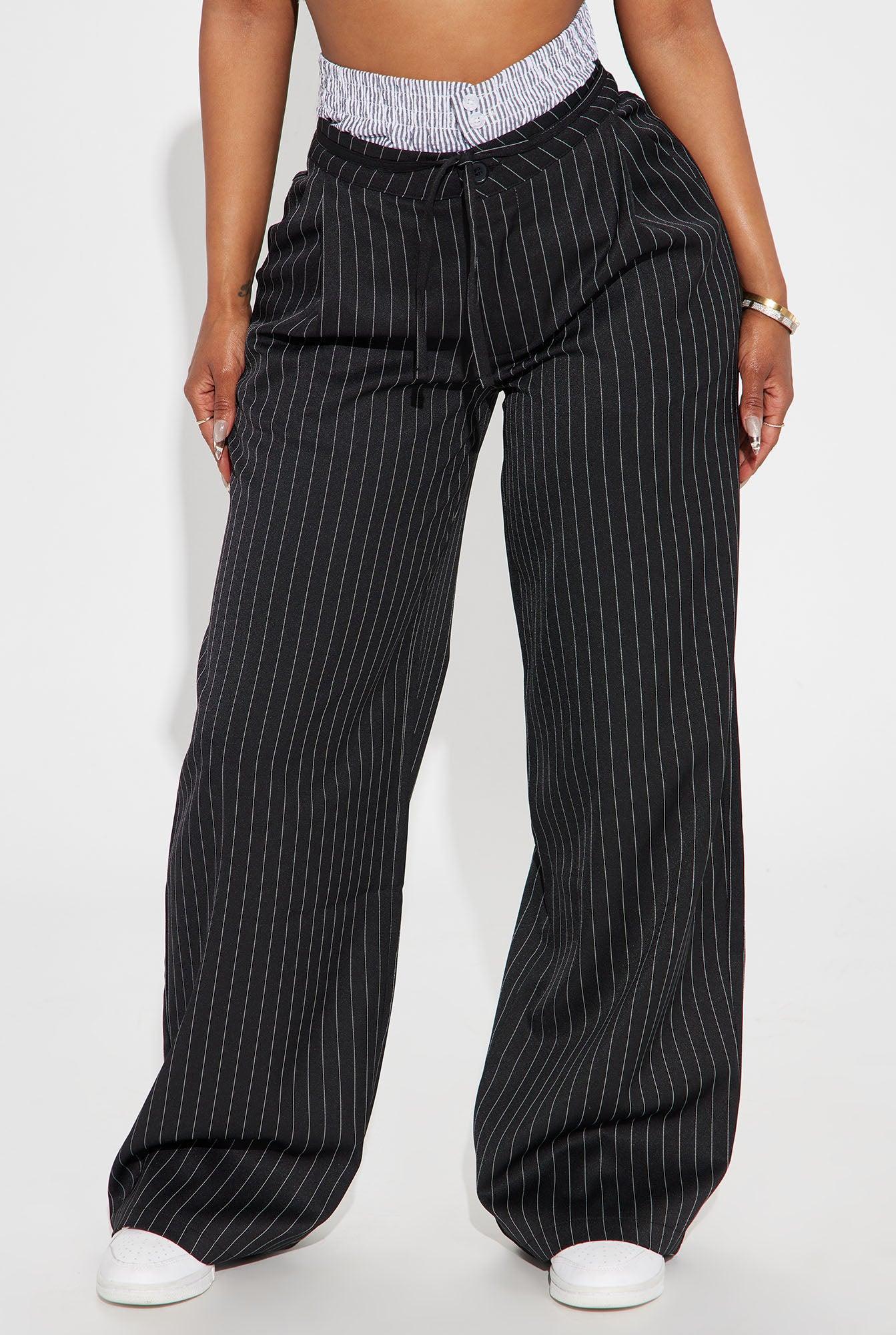 Talk That Talk Pinstripe Boxer Pant - Black/combo Product Image