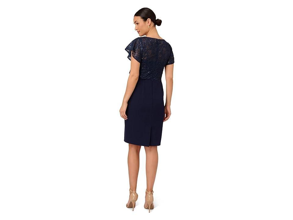 Adrianna Papell Sequin Guipure Lace Popover Top Sheath Dress Women's Dress Product Image