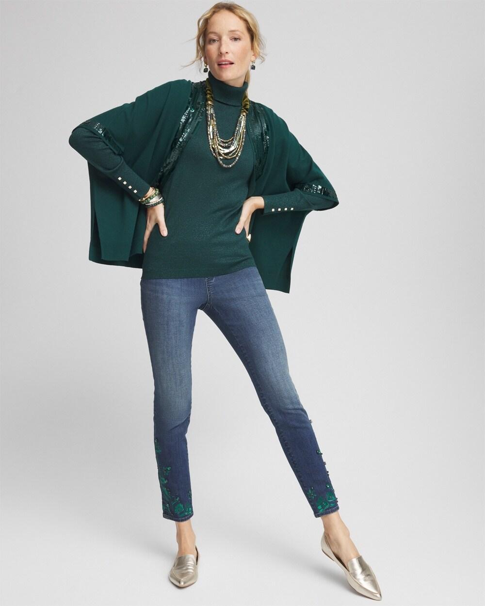 Green Shimmer Turtleneck Sweater Product Image