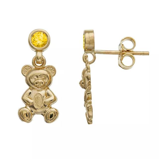 Kristen Kesho 10k Gold Lab-Created Gemstone Birthstone Bear Dangle Earrings, Womens, Aug Product Image