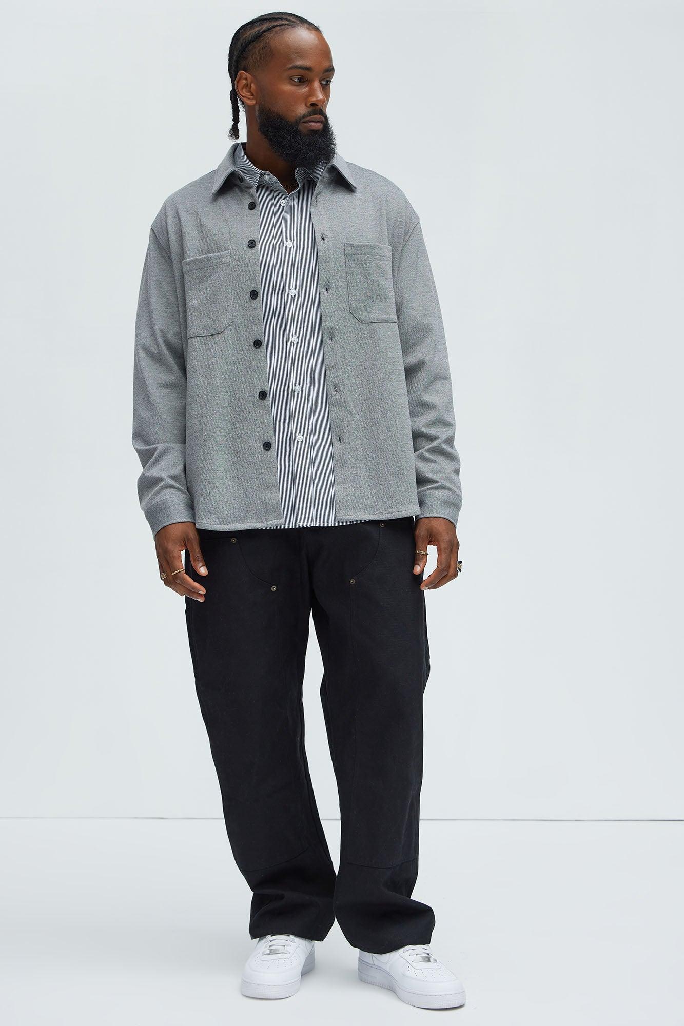 Langley Knit Overshirt - Grey Product Image