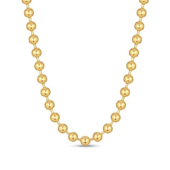 Men's 8.0mm Bead Gold-Tone Chain Necklace in Solid Stainless Steel with Yellow Ion-Plate - 30" Product Image