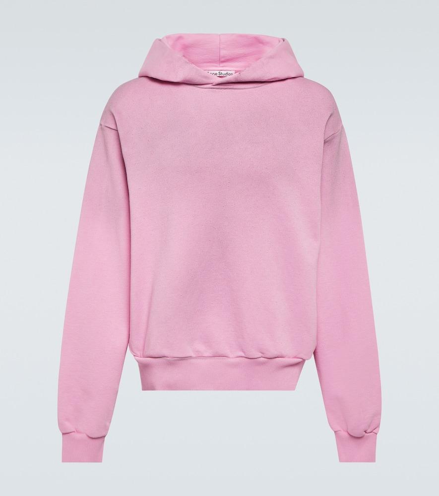 ACNE STUDIOS Logo Distressed Jersey Hoodie In Cotton Candy Pink Product Image