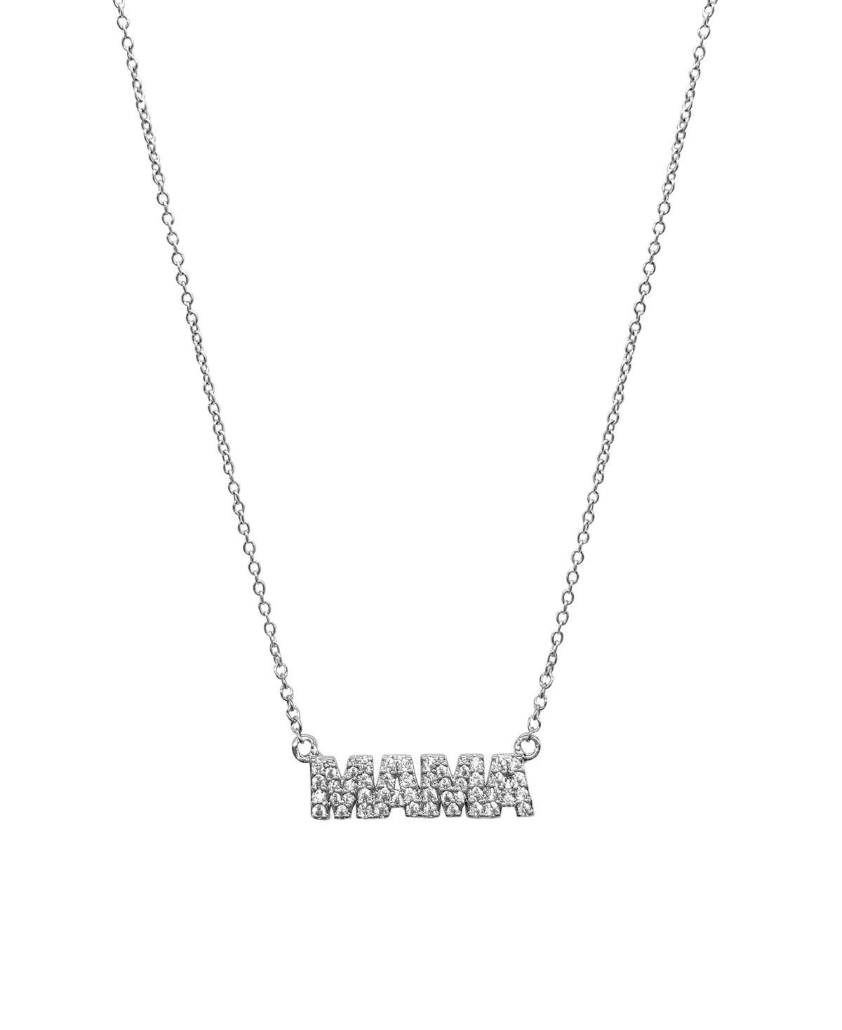 Adornia Silver Tone Cubic Zirconia MAMA Necklace, Womens Product Image