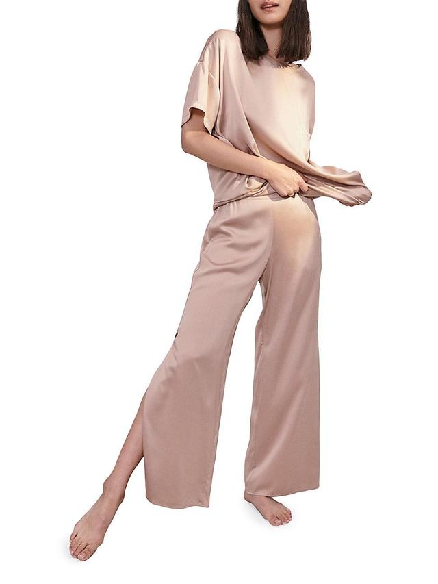 Womens Washable Silk Shirt & Pants Pajamas Product Image