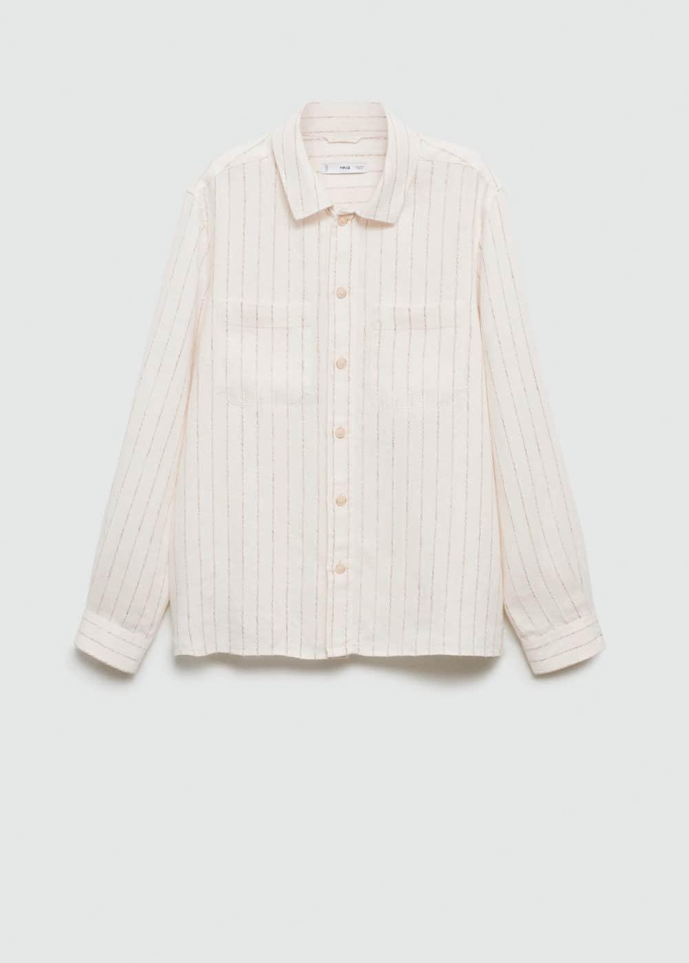 MANGO MAN - 100% linen striped regular-fit shirt ecruMen Product Image