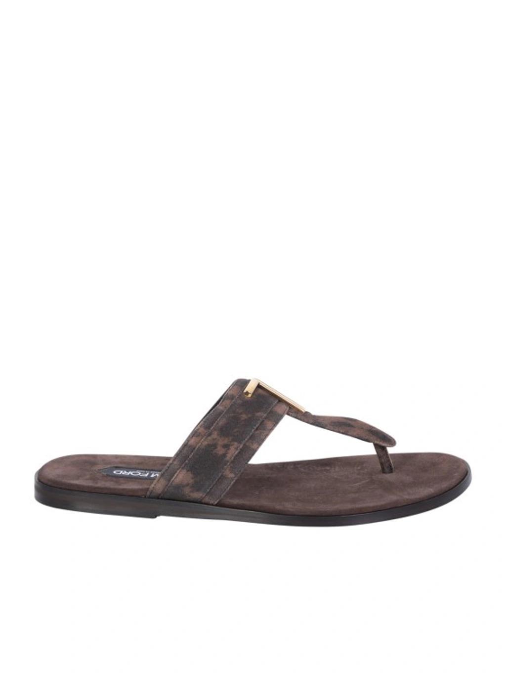 Leather Sandals In Grey Product Image