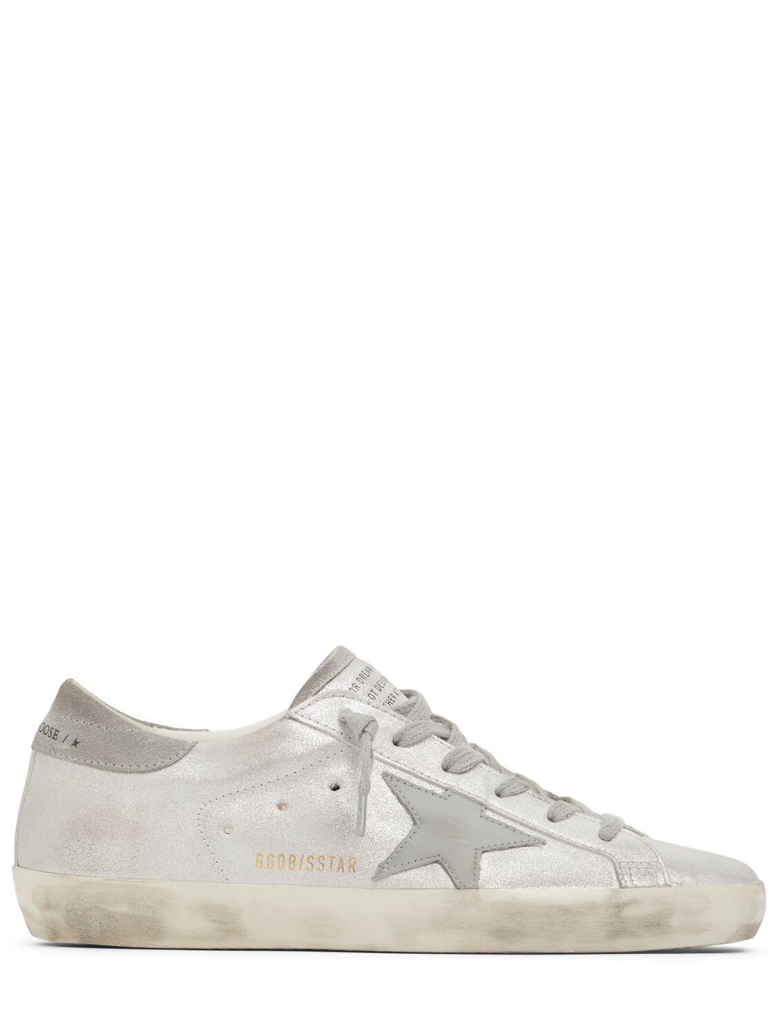 Superstar Metallic Suede Low-top Sneakers In Silver Product Image