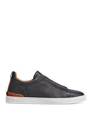 Mens Triple Stitch Leather Low-Top Sneakers Product Image