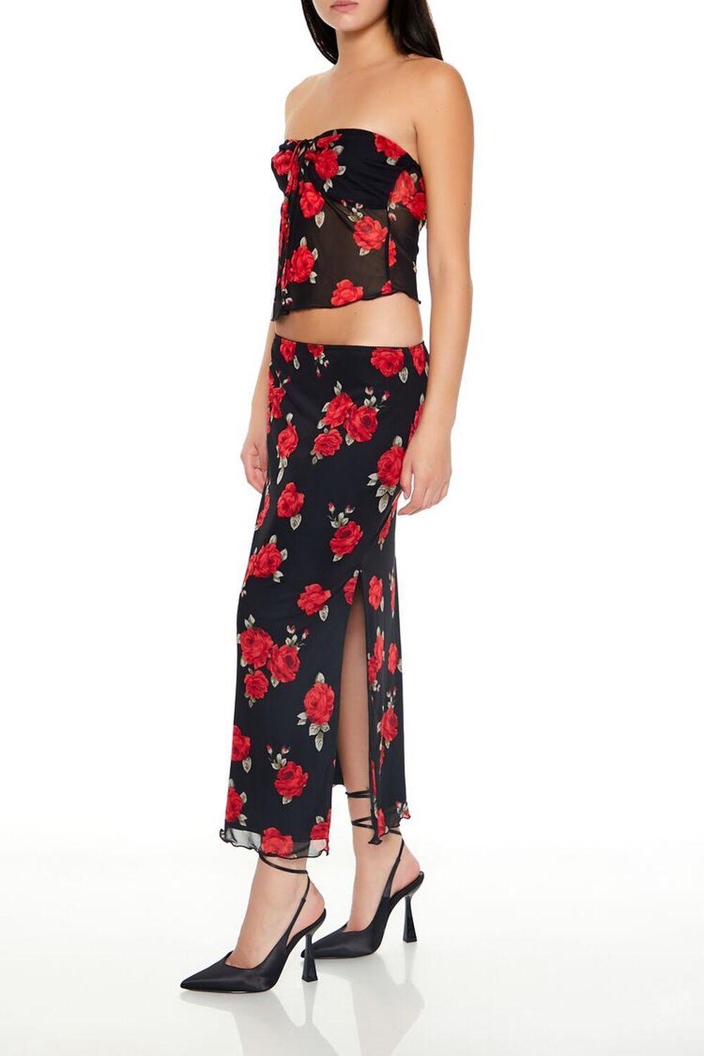 Rose Print Top & Midi Skirt Set | Forever 21 Product Image