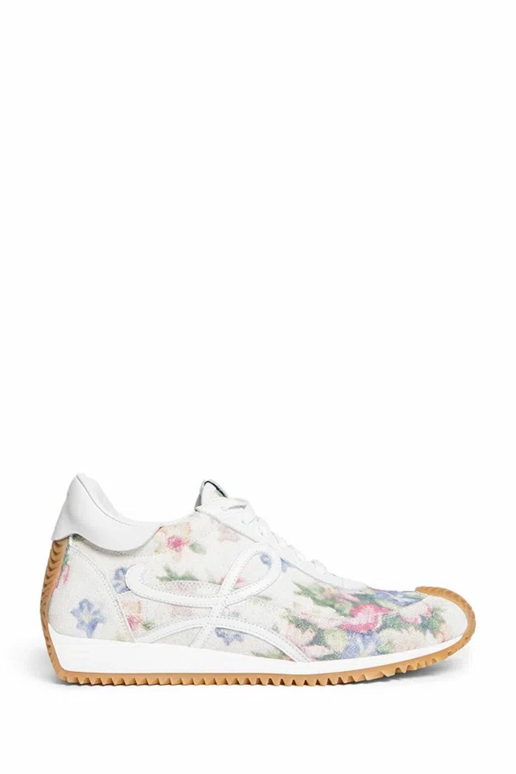 Flow Retro Floral Runner Sneakers In White Product Image