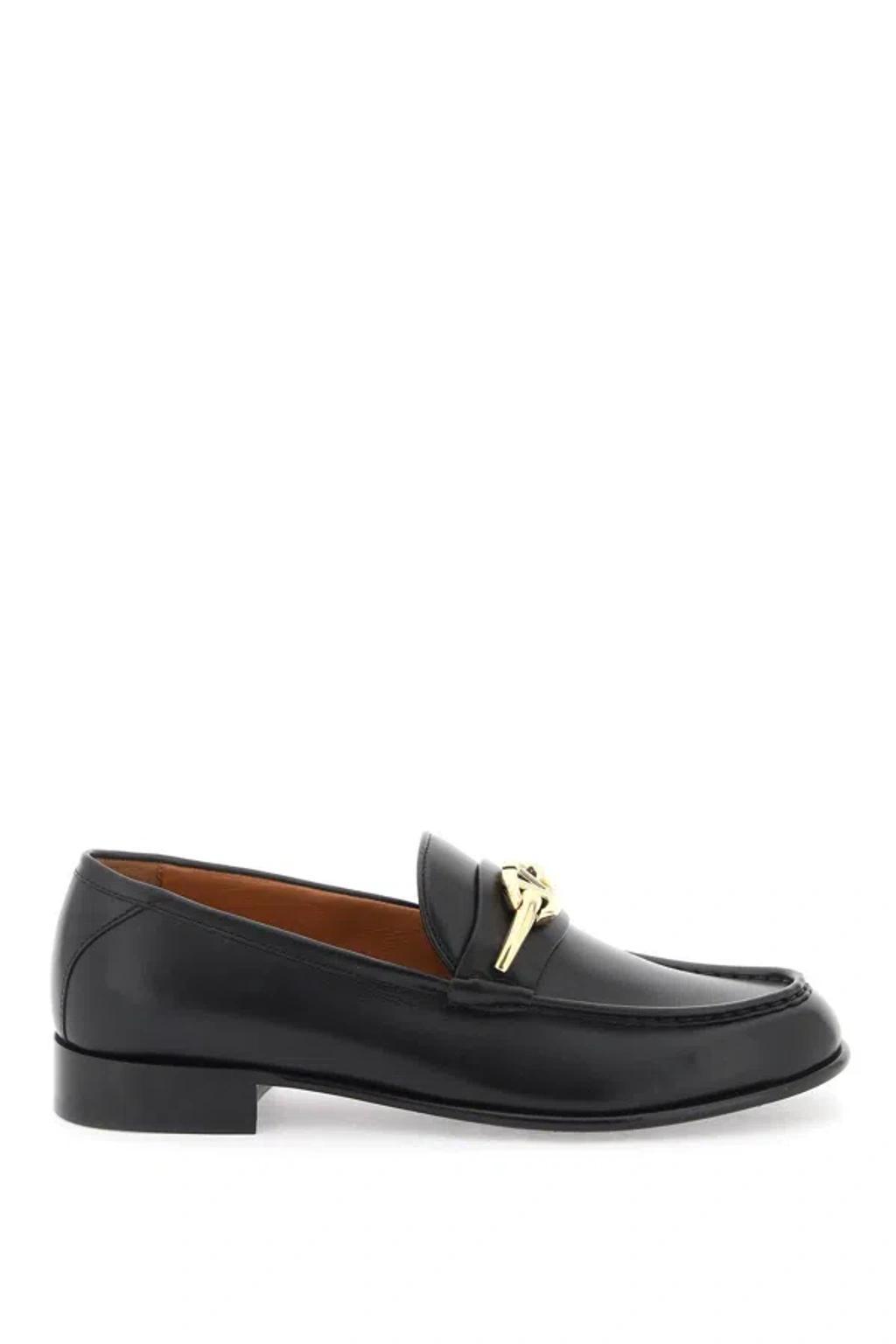 VALENTINO GARAVANI Ivory Leather Signature Loafer In Black Product Image