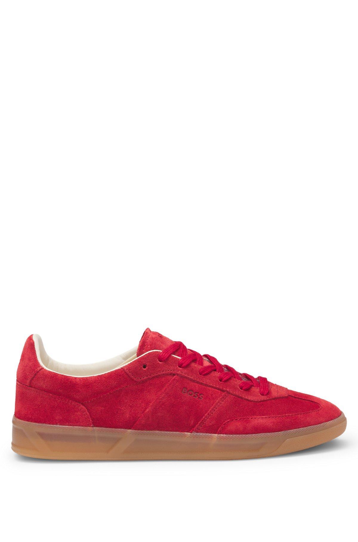 Suede lace-up trainers with logo detail Product Image