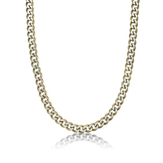 Men's 11.0mm Multi-Finish Curb Chain Necklace in Solid Stainless Steel and Yellow IP - 30" Product Image