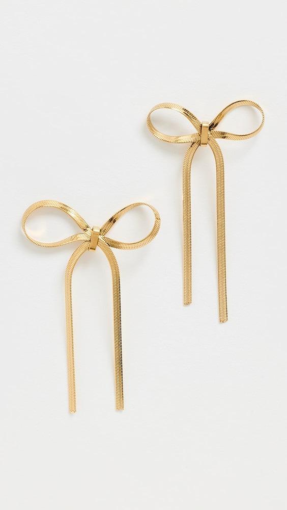 By Adina Eden Herringbone Bow Tie Drop Stud Earrings | Shopbop Product Image