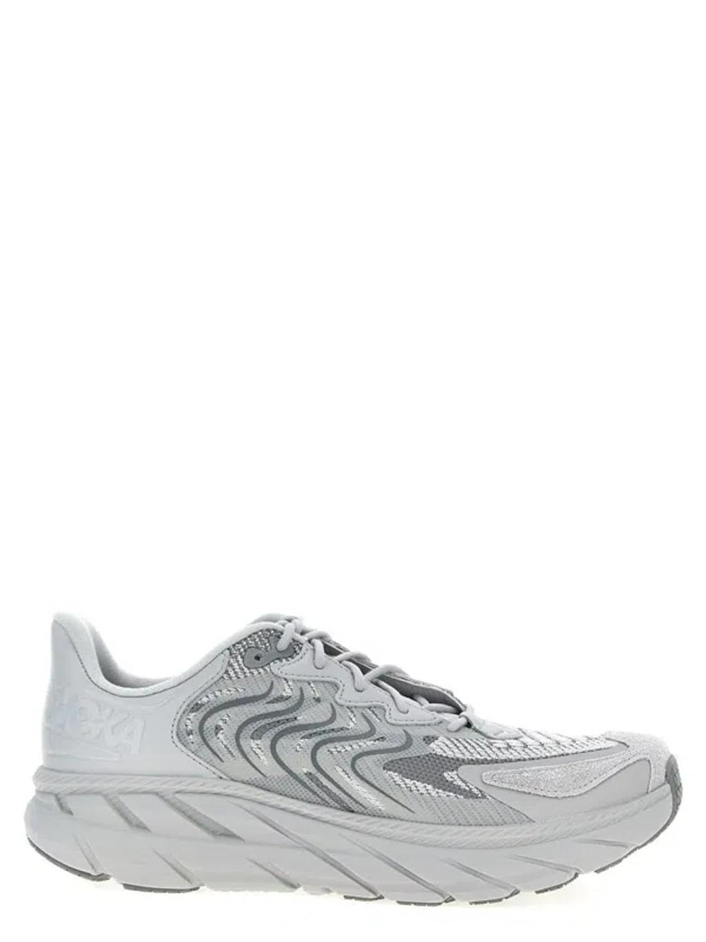 HOKA Clifton Ls Rubber-trimmed Mesh, Leather And Suede Running Sneakers In Gray Product Image