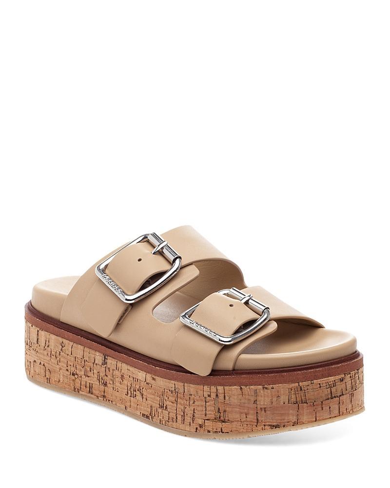 Belinda Double-Buckle Leather Slide Sandals Product Image