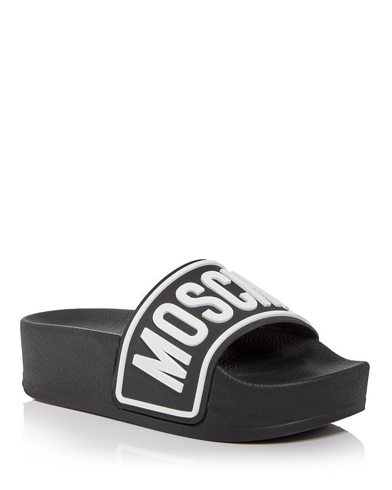 Moschino Womens Platform Logo Slide Sandals Product Image