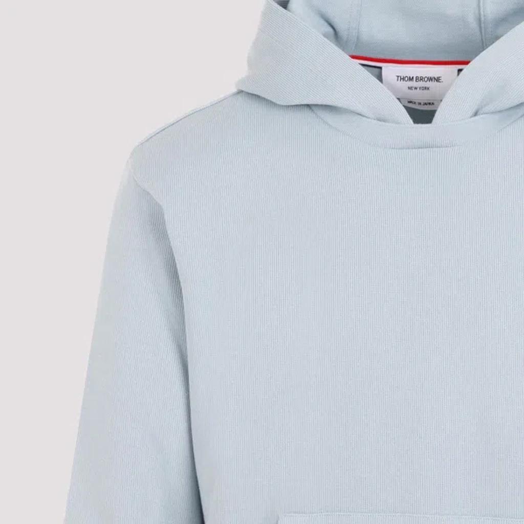 Light Blue Cotton Crewneck Hoodie Pullover In White Product Image