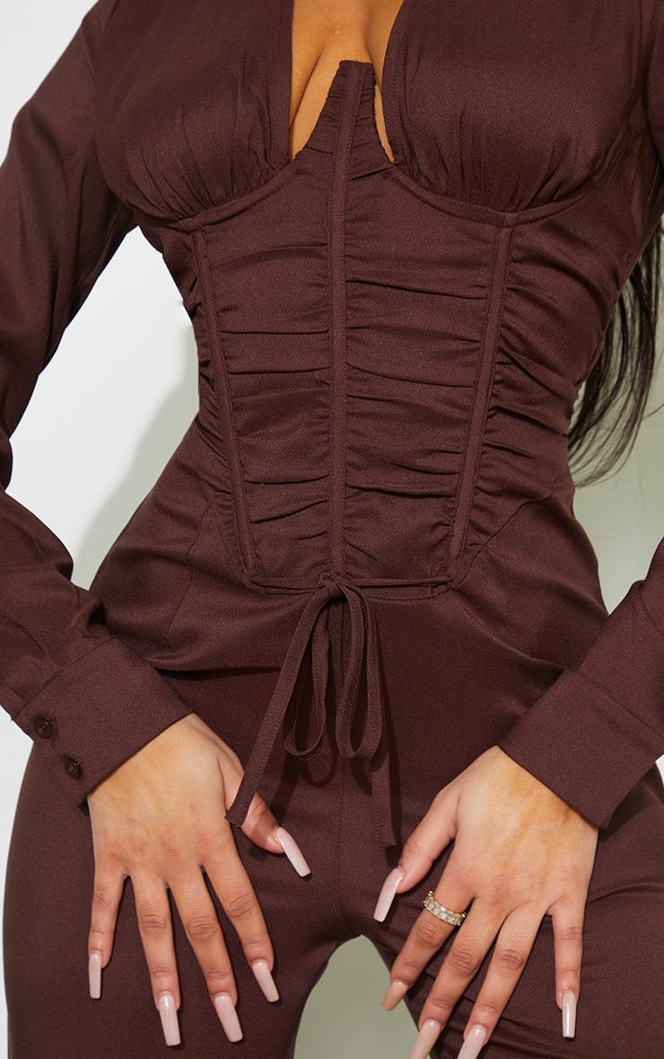 Chocolate Underwire Ruched Collar Detail Jumpsuit Product Image