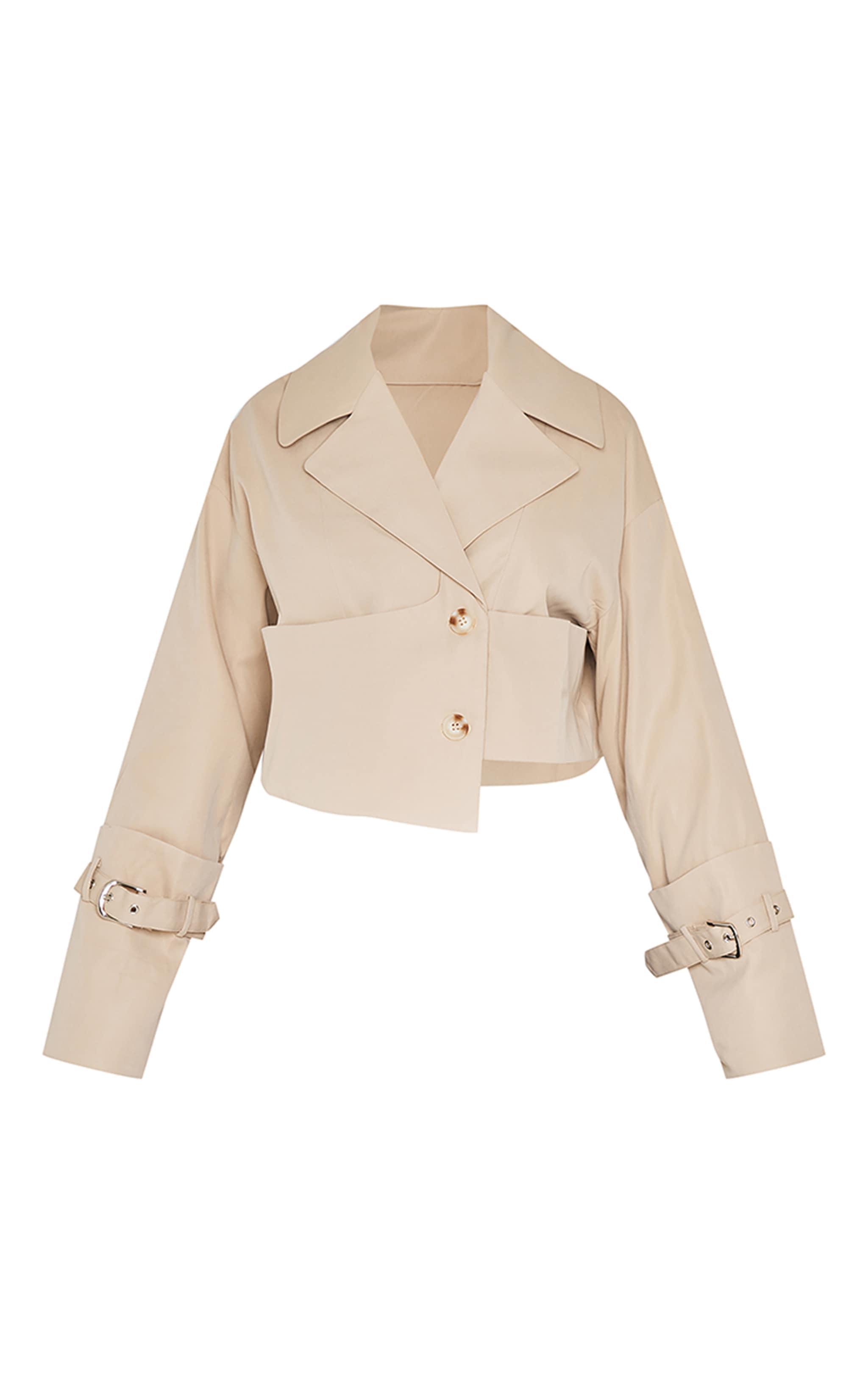 Stone Panelling Detail Crop Trench Coat Product Image