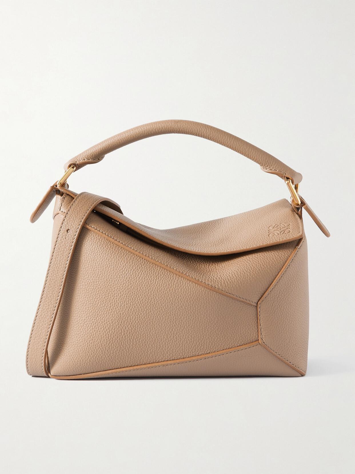 LOEWE Puzzle Edge Small Textured-leather Shoulder Bag In Neutrals Product Image