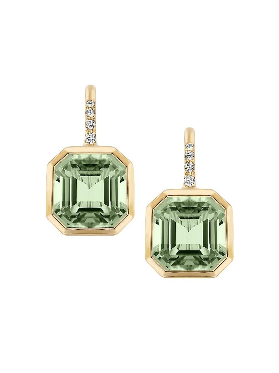 Womens Gossip 18K Yellow Gold, Prasiolite, & 0.09 TCW Diamond Drop Earrings Product Image