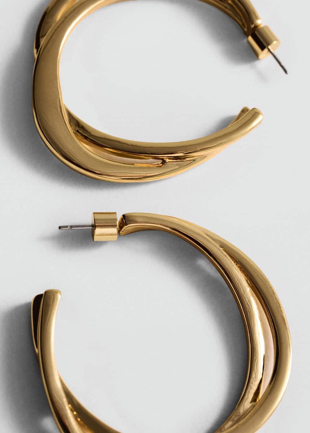 MANGO - Intertwined hoop earrings - One size - Women Product Image