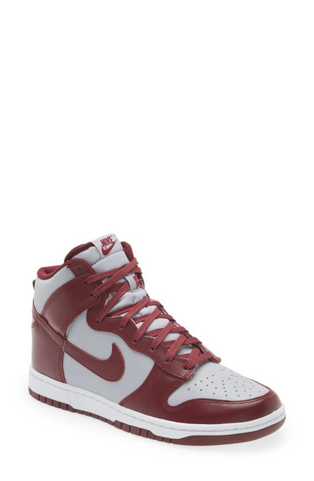 Burgundy & Gray Dunk High Retro High Sneakers In Red Product Image