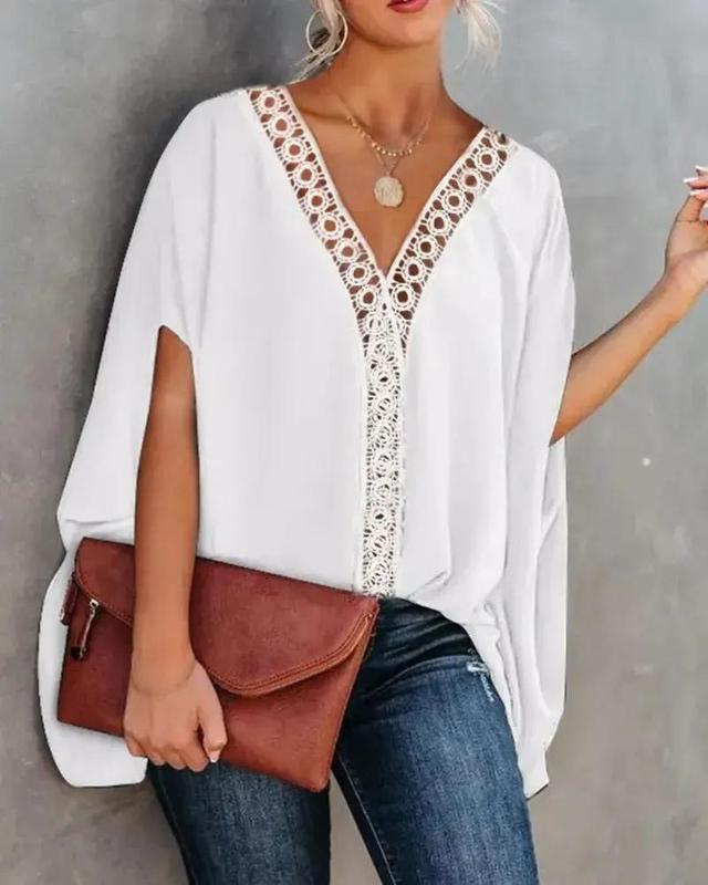 Olivia Mark – Contrast Lace Batwing Top Product Image