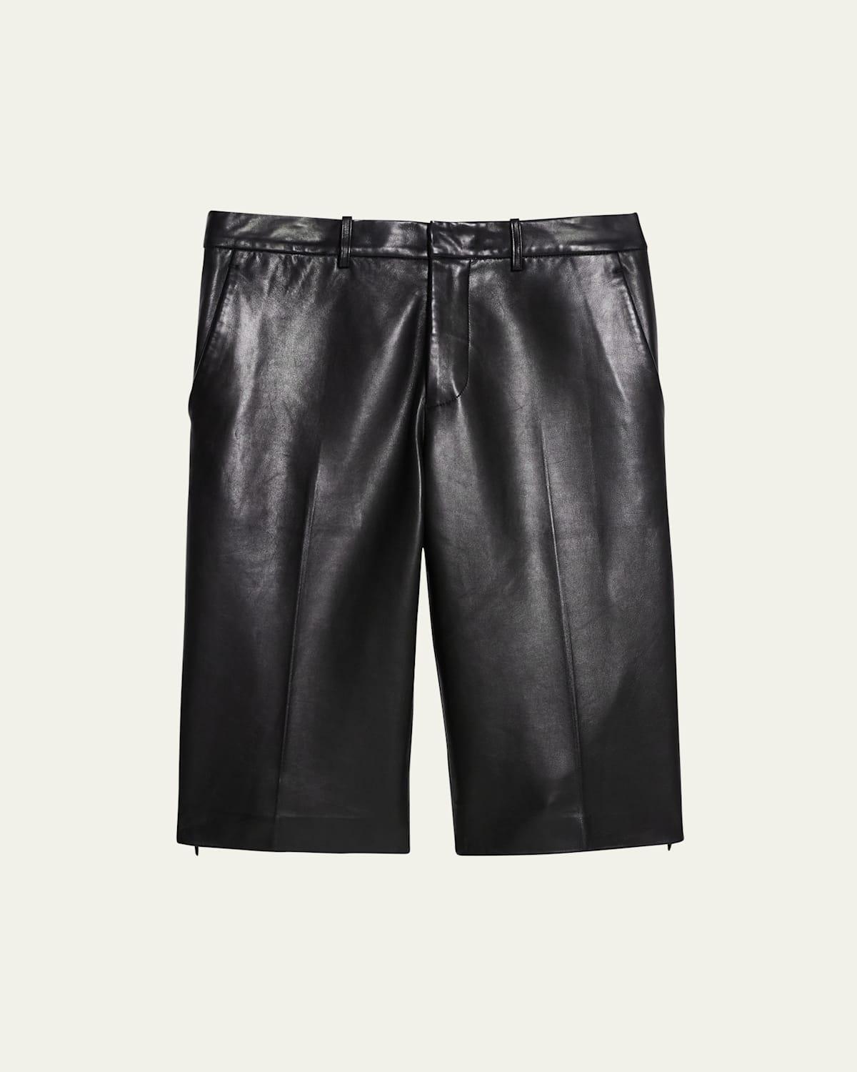 Womens Side-Zip Leather Shorts Product Image