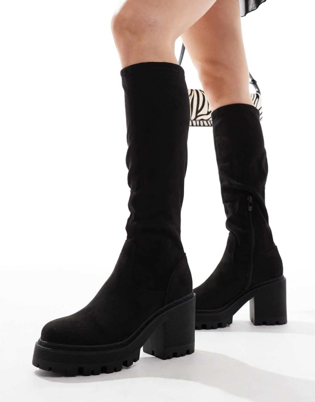 SEQWL knee-high chunky boots in black product image