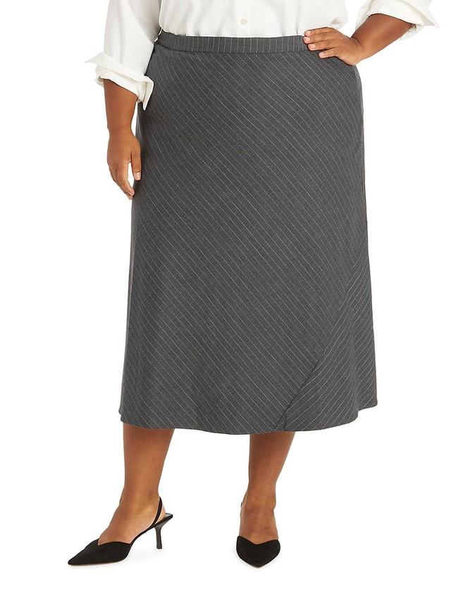 Pari Passu Chase Pinstripe Wool Blend Bias Midi Skirt Product Image