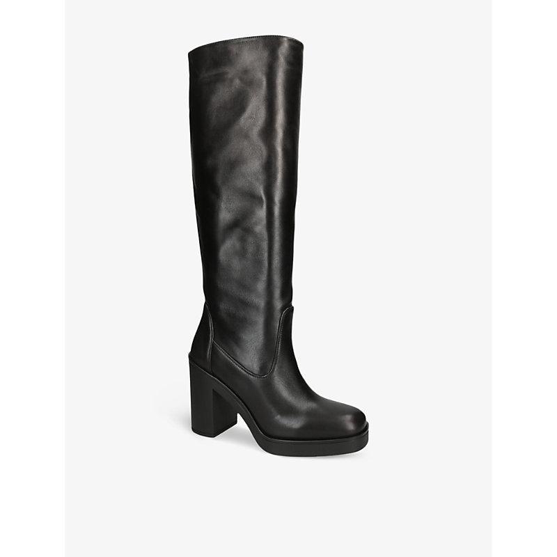 STUART WEITZMAN Bethenny Leather Platform Knee Boots In Black Product Image