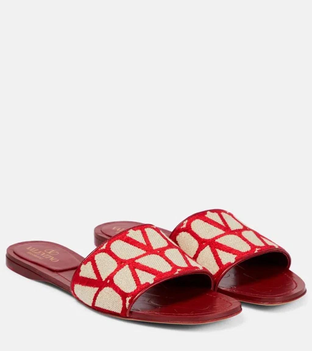 VALENTINO GARAVANI Toile Iconographe Canvas Slide In Red Product Image